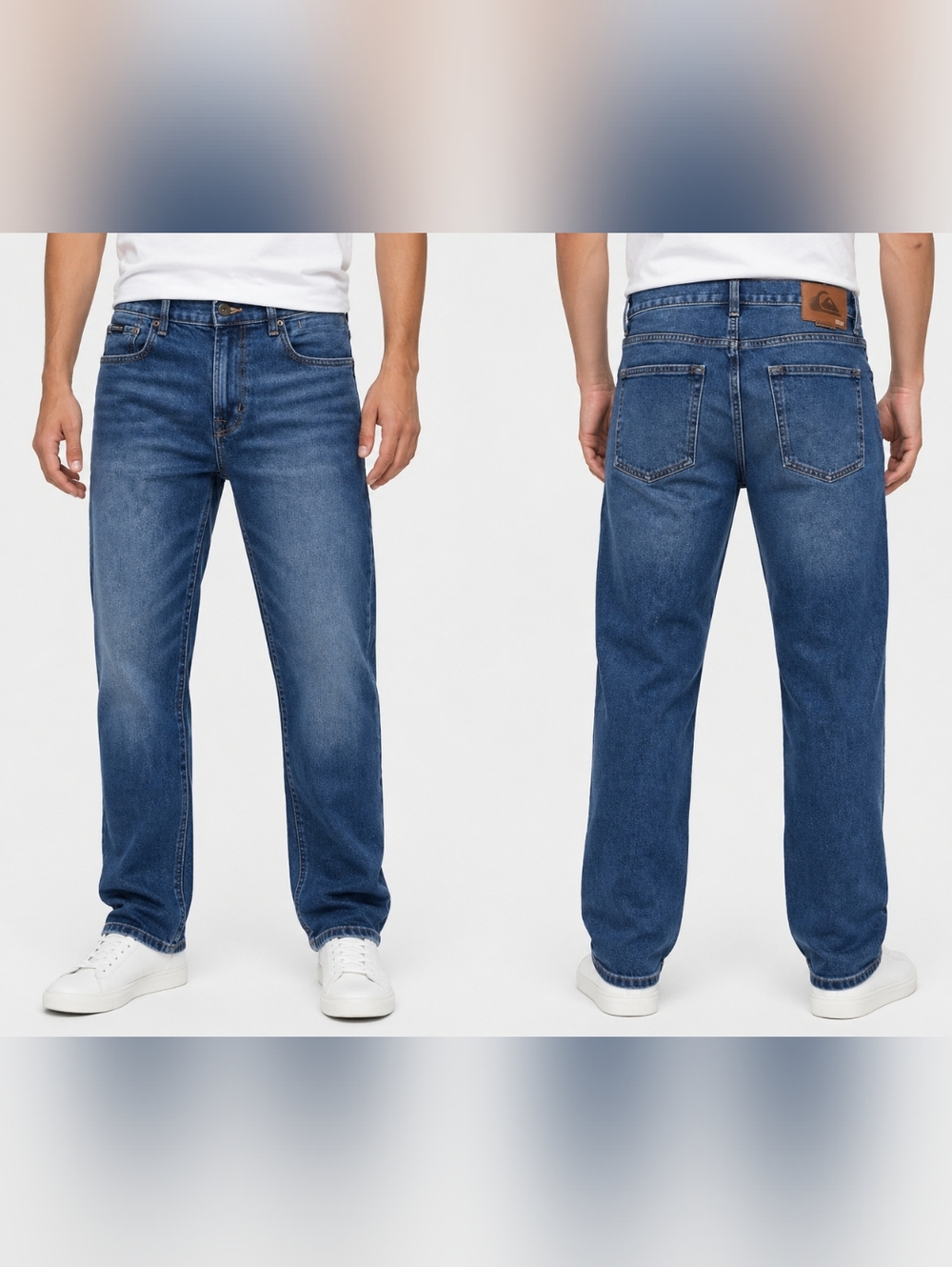 Quiksilver Mens Jeans Size 34x32 Blue Denim Straight Fit Stretch Casual Skate Su